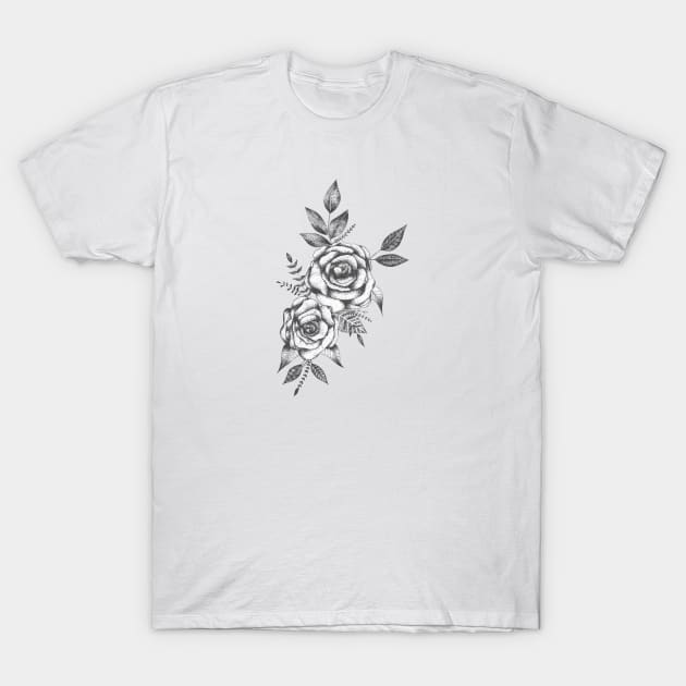 Dot work roses T-Shirt by GinaaArts